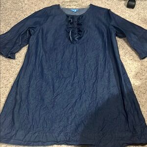 Draper James Navy Blue Ruffled Tunic Dress